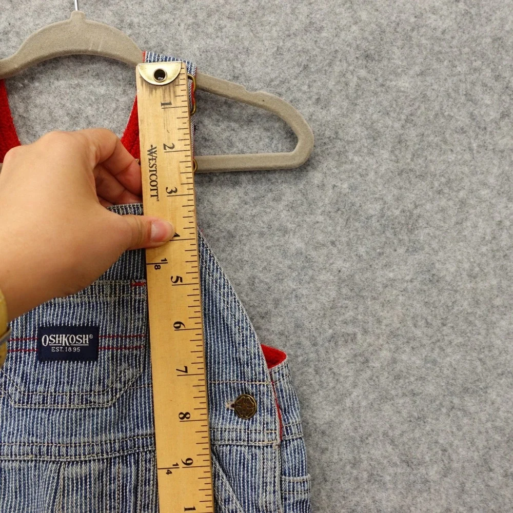 Vintage OshKosh Hickory Stripe Overalls Baby 3M 6M‎ Blue Railroad Vestbak Fleece